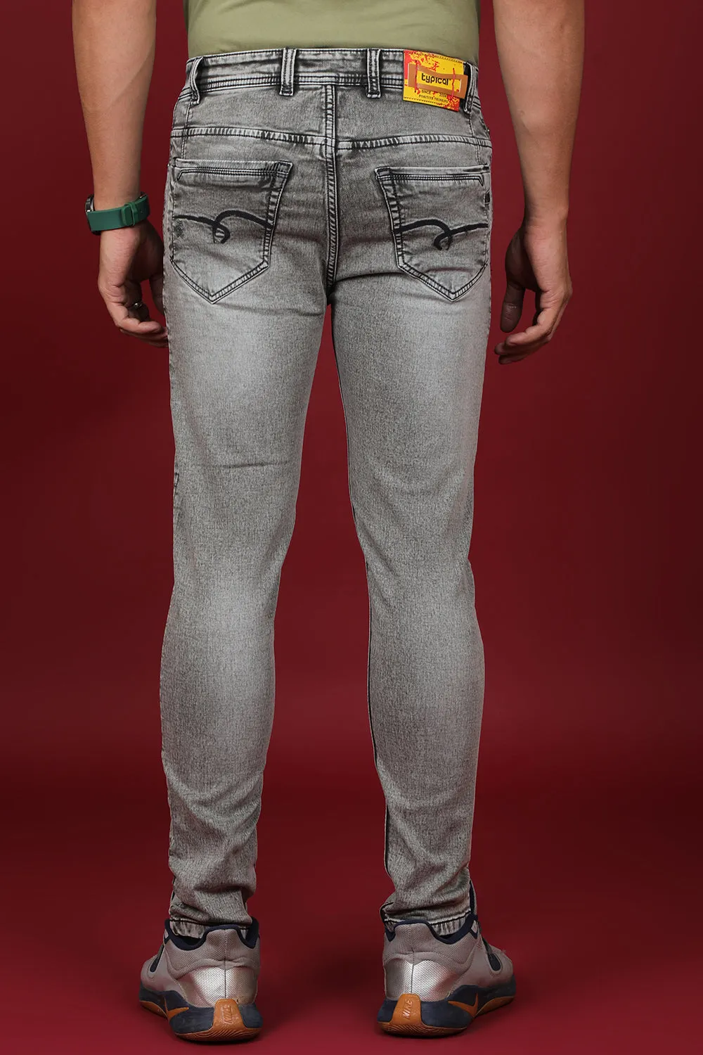Men's Dark Grey Denim Slim Fit Crux-5036 Jeans