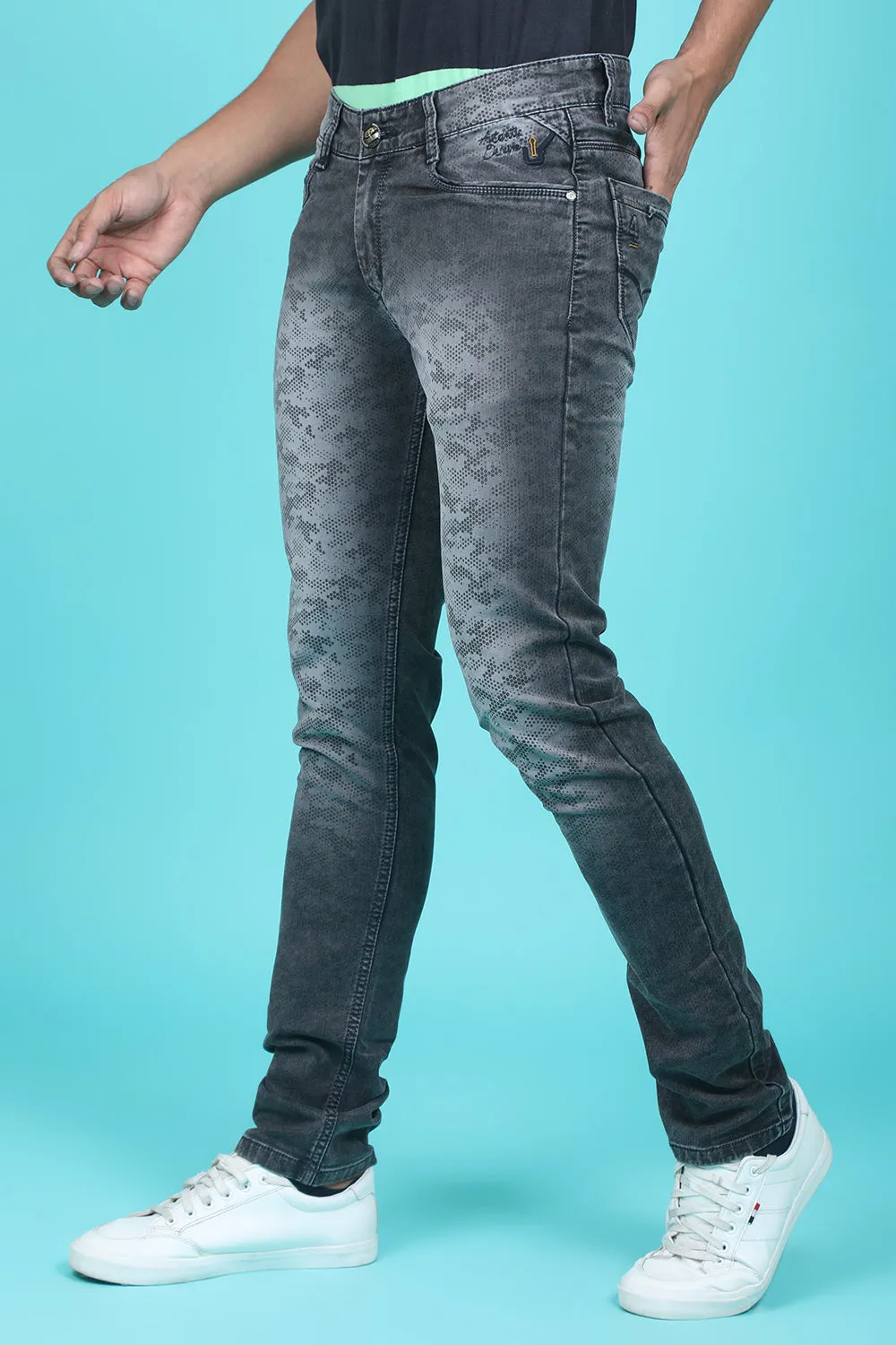 Men's Dark Grey Denim Slim Fit SQLC-5417 Jean