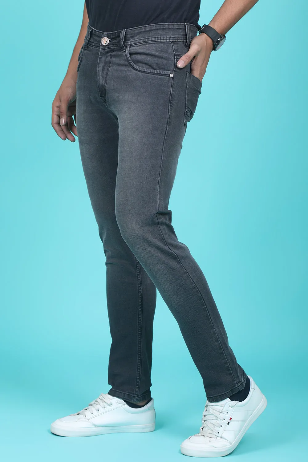 Men's Grey Denim Slim Fit RANGER-6024-1 Jeans