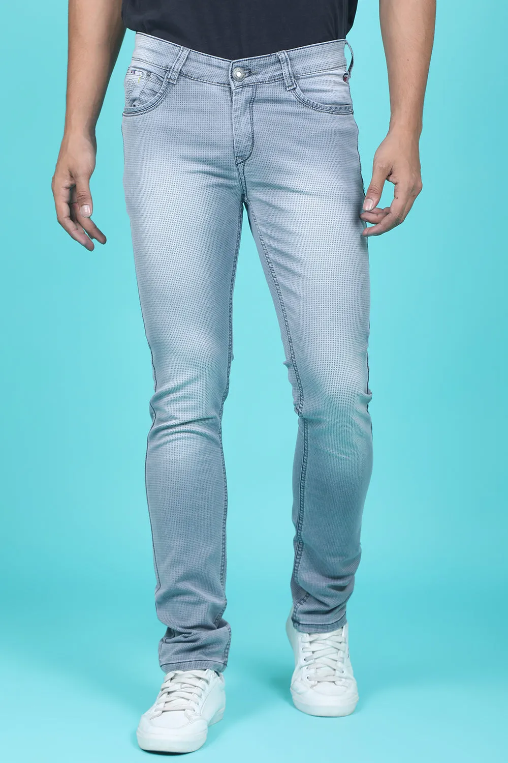 Men's Grey Denim Slim Fit SQLC-5418 Jean
