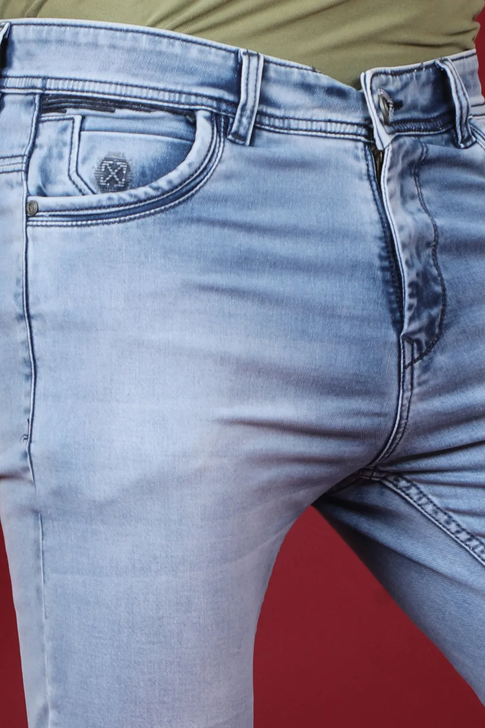 Men's Light Blue Denim Slim Fit Crux-5027 Jean