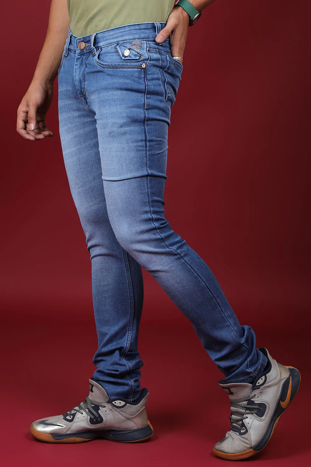 Men's Light Blue Denim Slim Fit QLC-5258 Jean