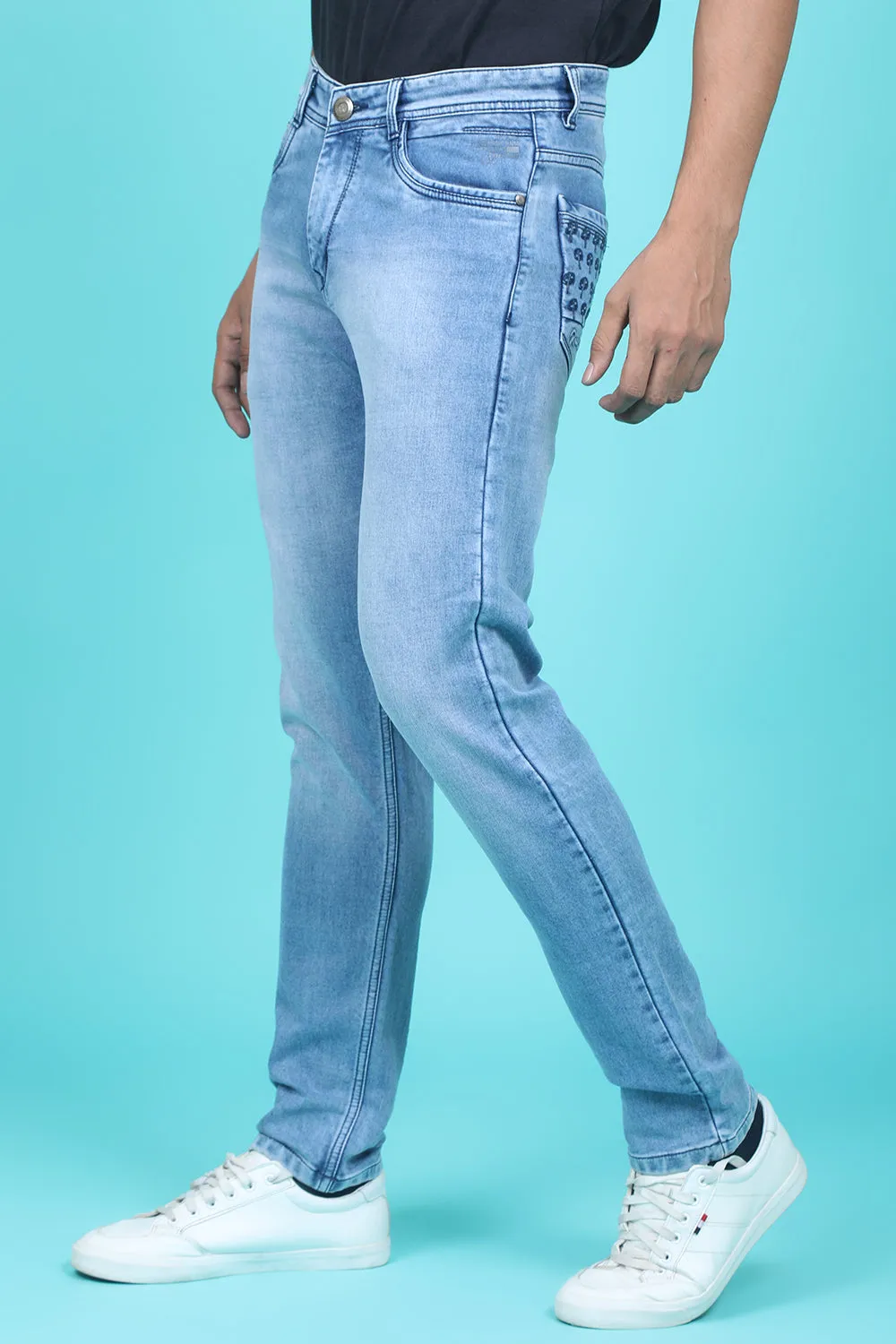 Men's Light Blue Denim Slim Fit Trend-6505 Jeans