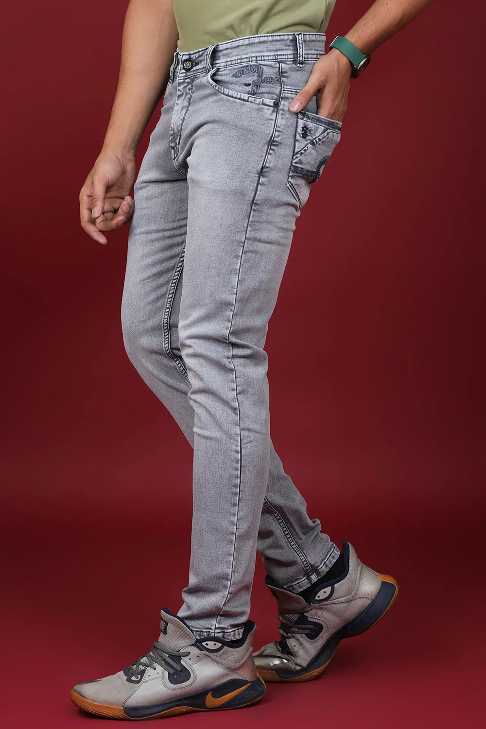 Men's Light Denim Blue Slim Fit Hexa-9000-2 Jean