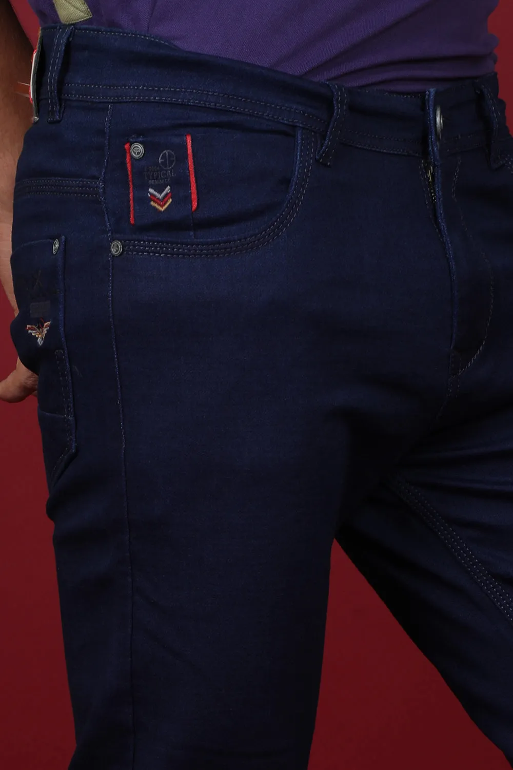 Men's Navy Blue Denim Slim Fit MARS-8003-1 Jean