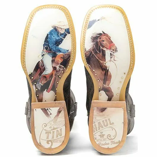 Men's Tin Haul Latidudes Boots Team Rodeo Sole Handcrafted Black
