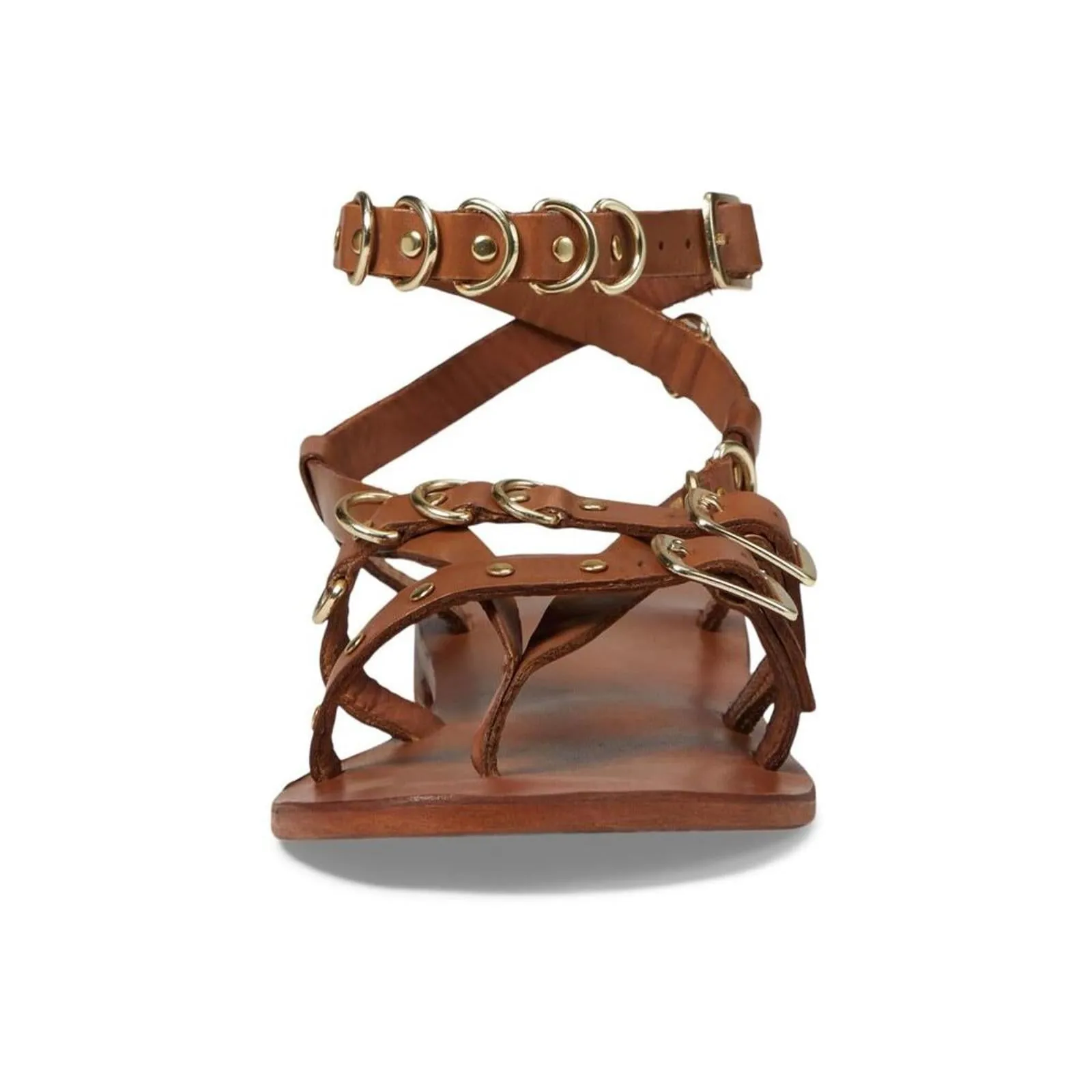 Midas Touch Tan Leather Strappy Flat Sandals