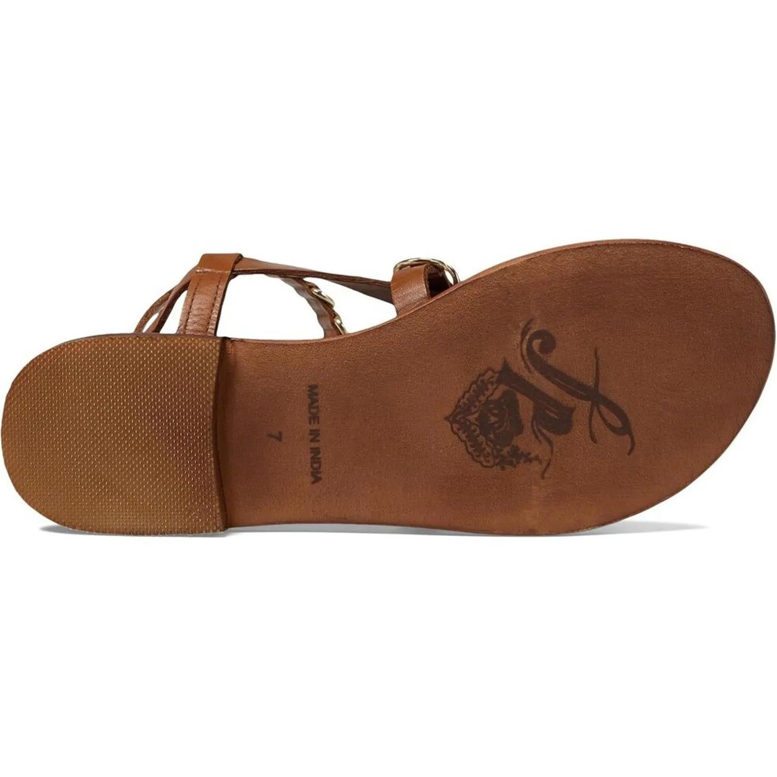 Midas Touch Tan Leather Strappy Flat Sandals