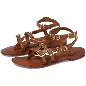 Midas Touch Tan Leather Strappy Flat Sandals