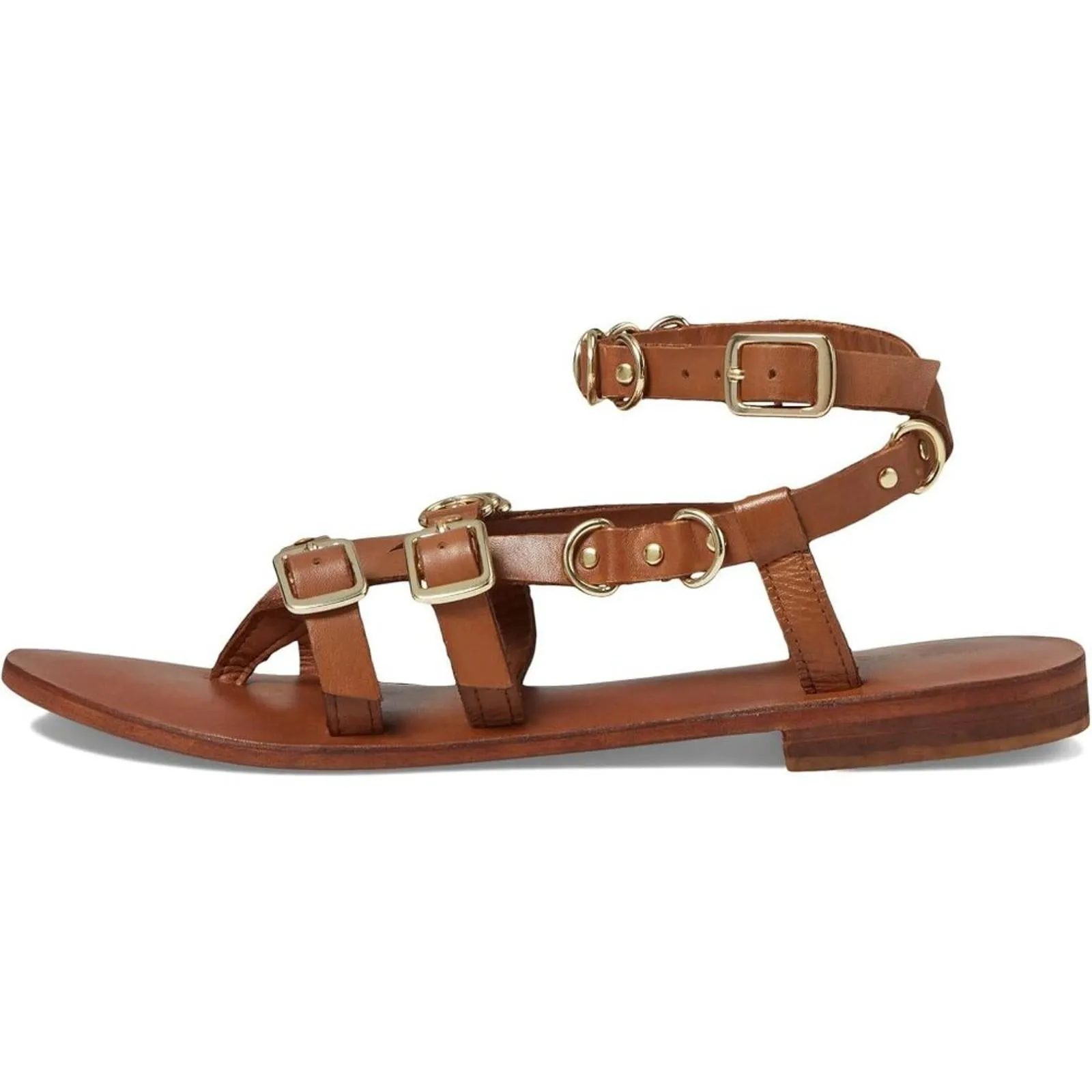 Midas Touch Tan Leather Strappy Flat Sandals