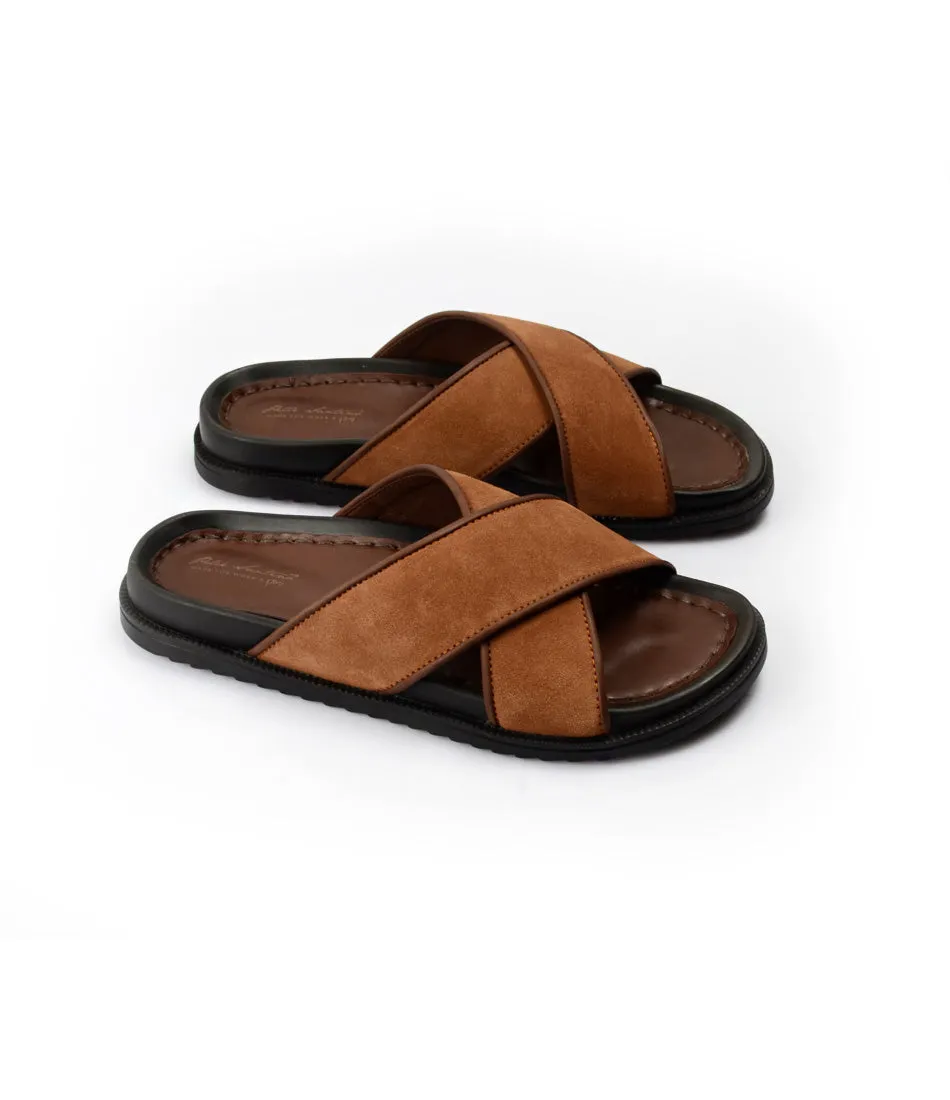Milano Leather Slippers - Beige Suede