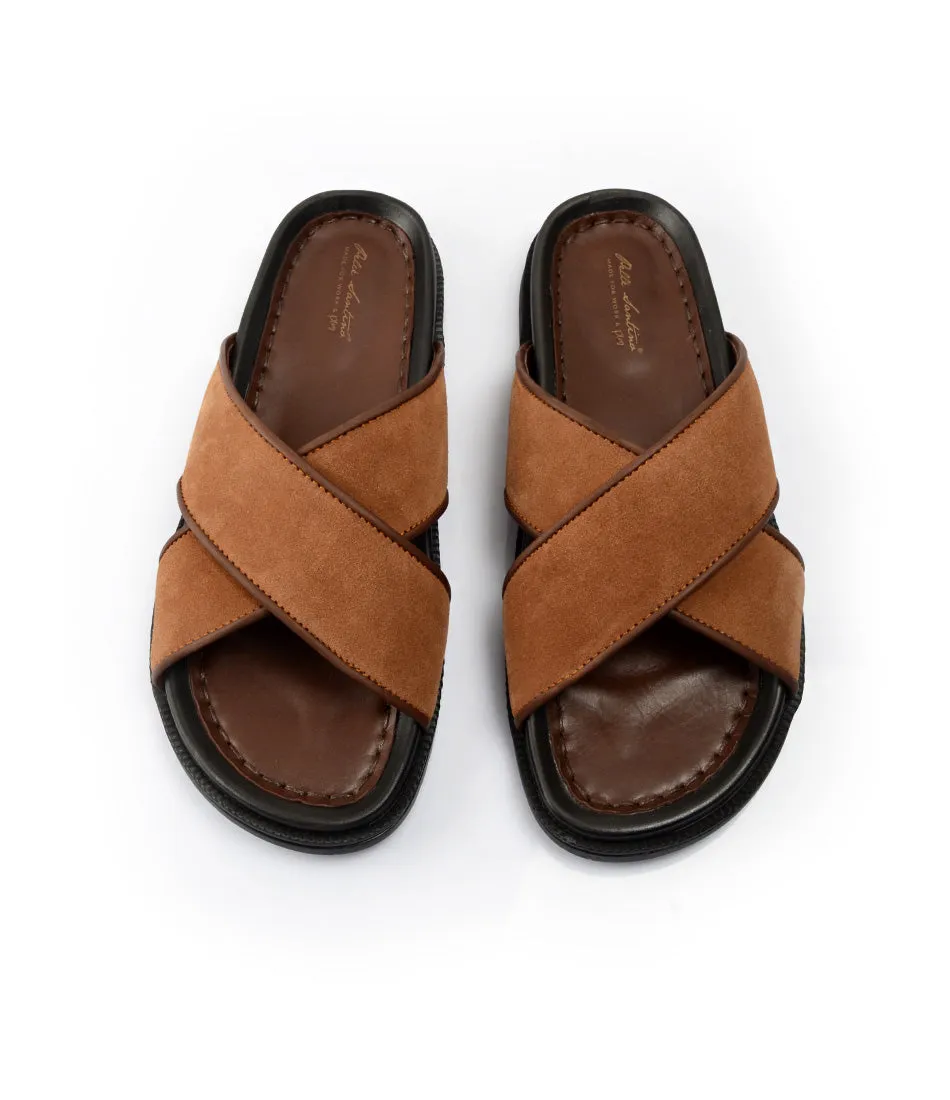 Milano Leather Slippers - Beige Suede