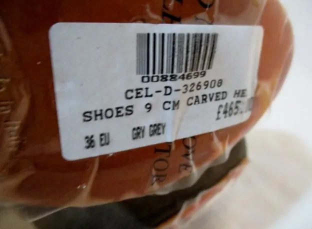 NEW CELINE PARIS ITALY CARVED Suede Pump Shoe 36 6 GRAY GREY NWT LEATHER Womens
