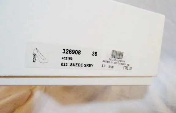 NEW CELINE PARIS ITALY CARVED Suede Pump Shoe 36 6 GRAY GREY NWT LEATHER Womens