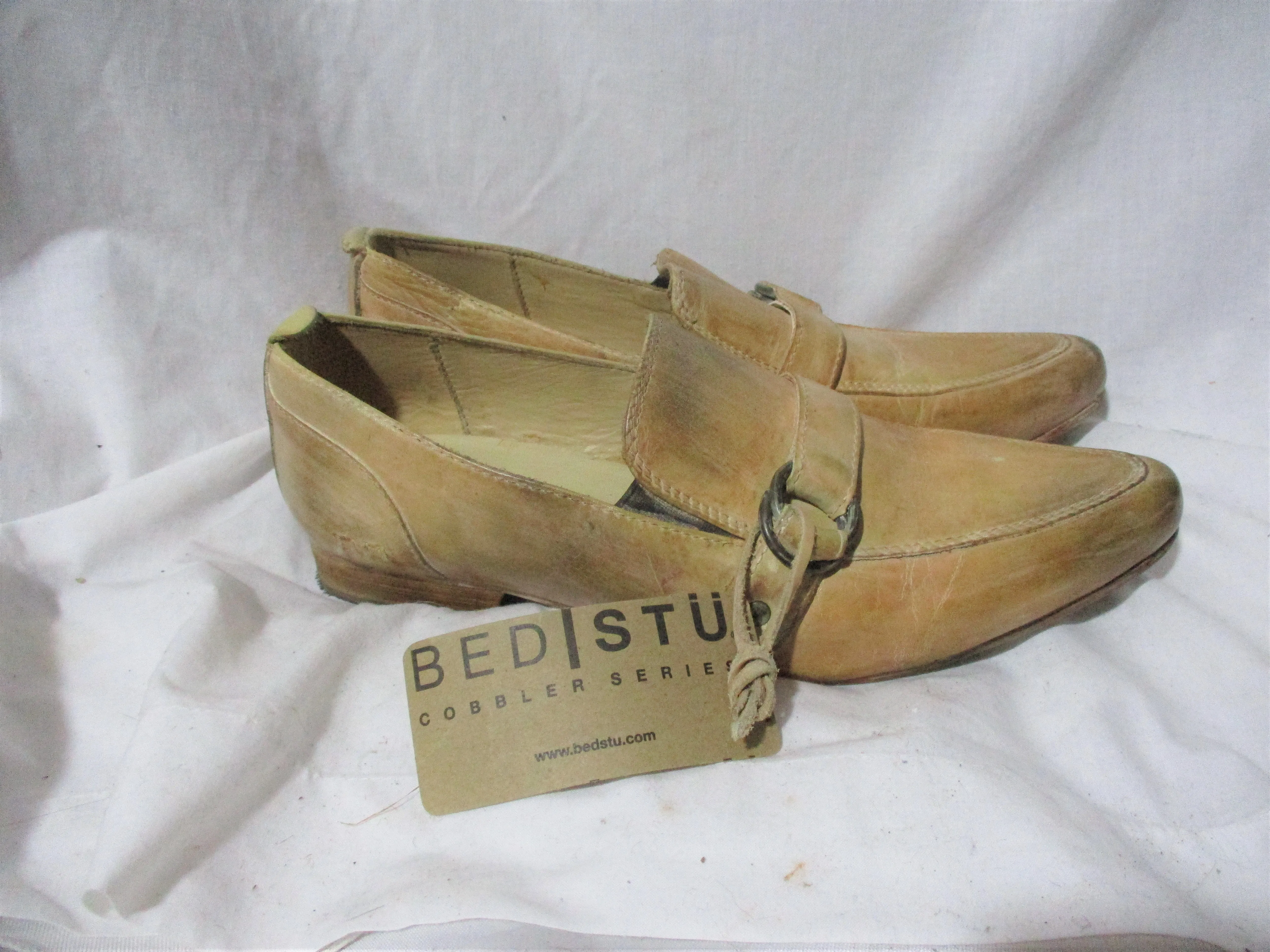 NEW NWT BED STU COBBLER SERIES Rustic LEATHER Shoe BENCH MADE MEXICO 10 TAUPE BEIGE
