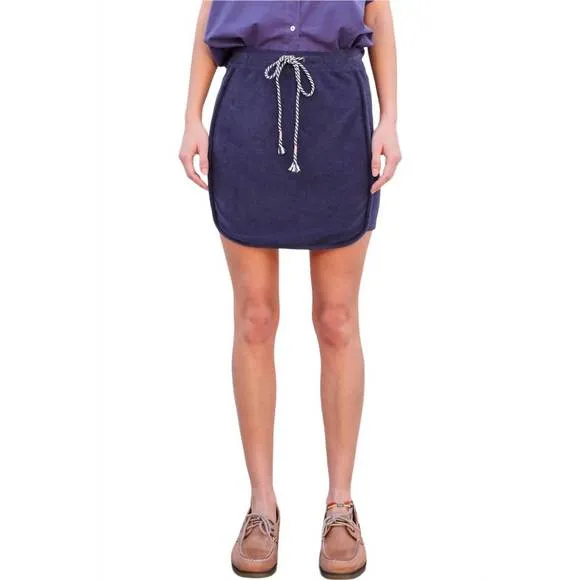 NEW SUNDRY dolphin hem skirt in deep sea navy
