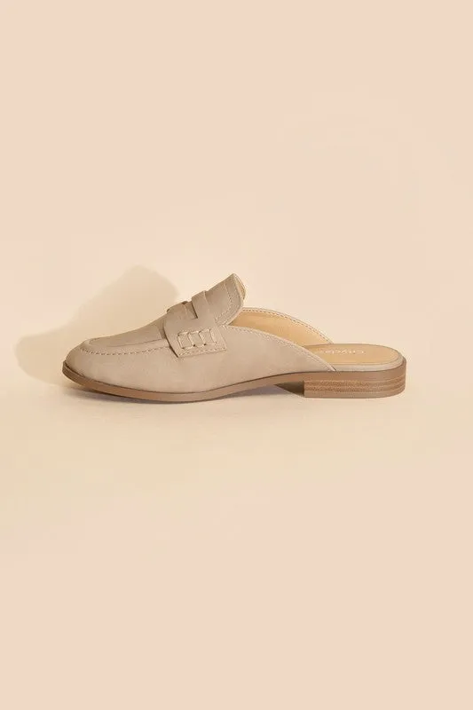 PERKS-S Flat Mules in Black or Taupe Suede