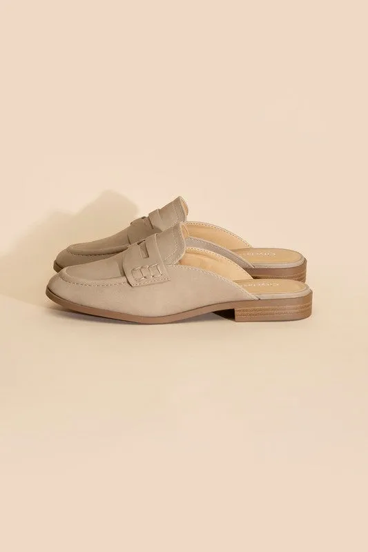 PERKS-S Flat Mules in Black or Taupe Suede