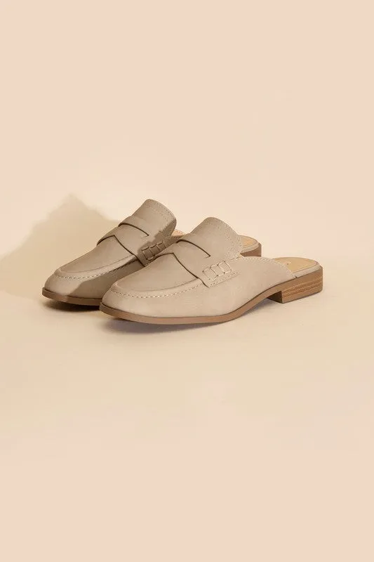 PERKS-S Flat Mules in Black or Taupe Suede