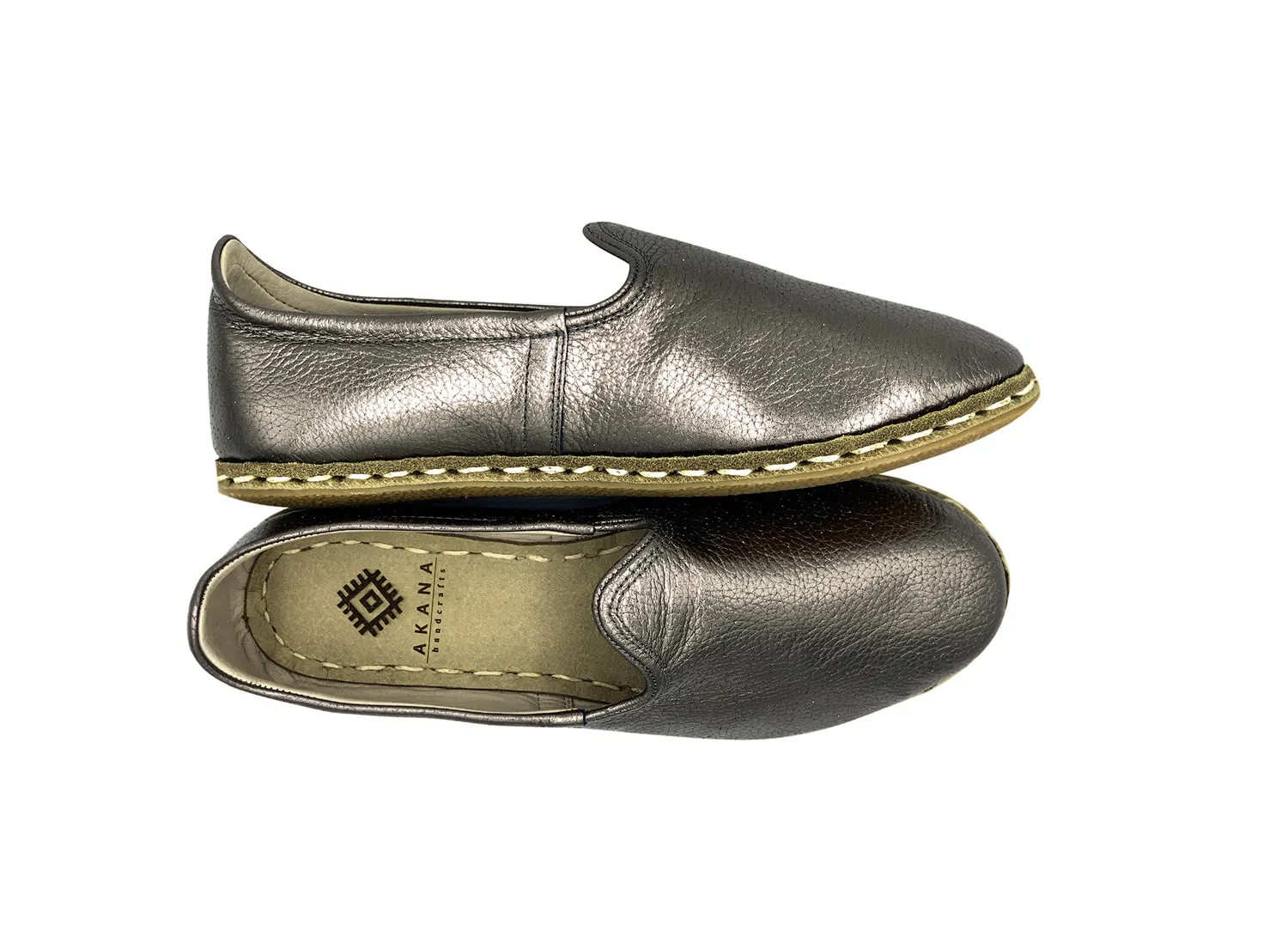 Pewter Leather Loafers