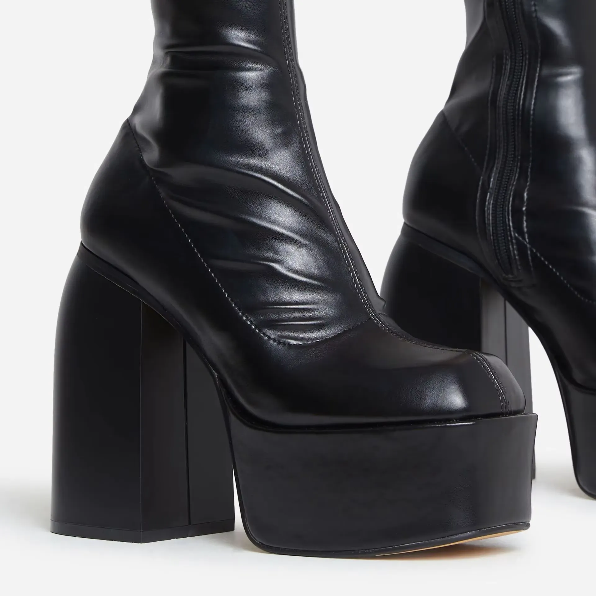 Platform Block Heel Boots | Sock Fit | Bold & Elevated