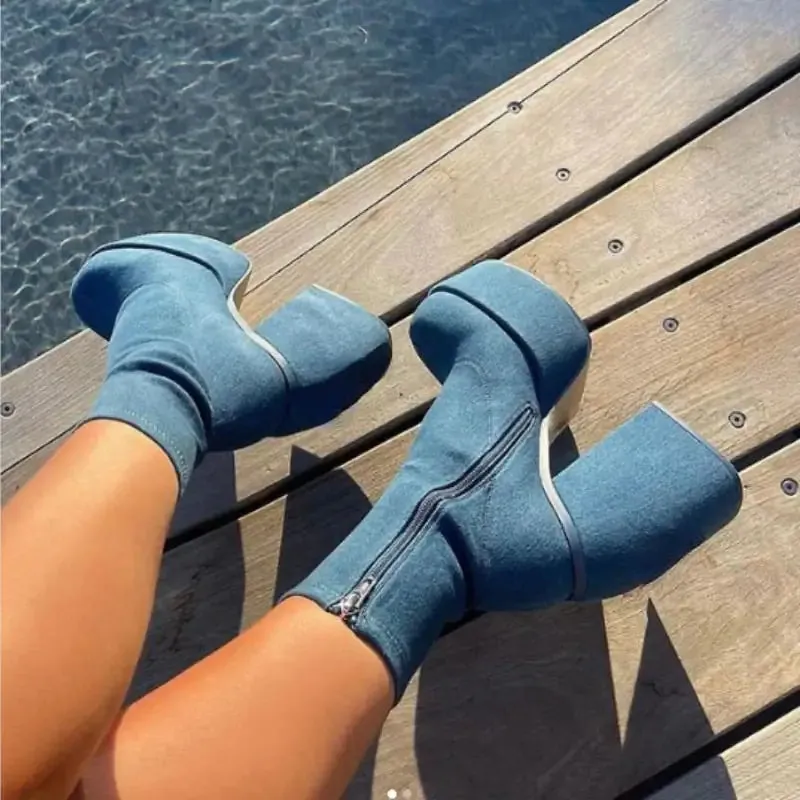 Platform Block Heel Boots | Sock Fit | Bold & Elevated
