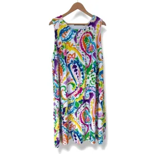 Ralph Lauren Multicolor Paisley Print Sleeveless Summer Dress Size 3X 22 24 Plus