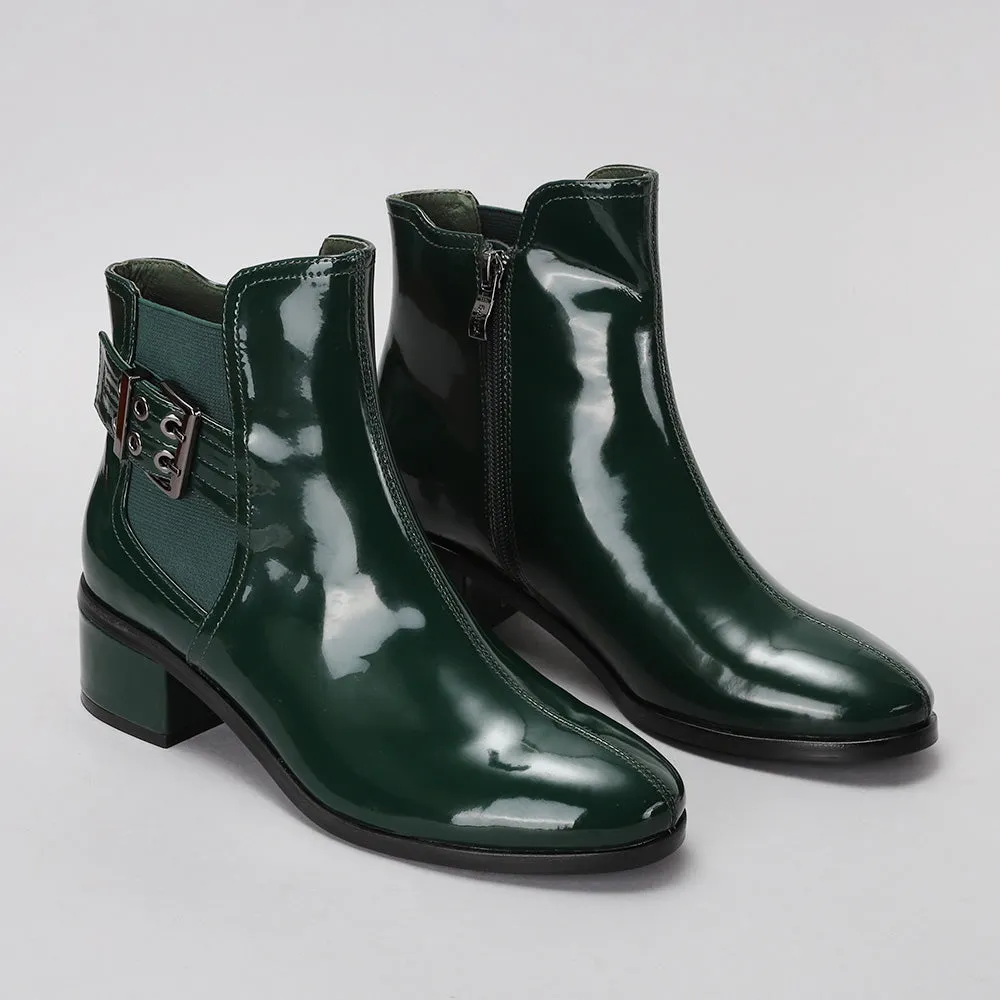 Romy - Bottle Green Patent