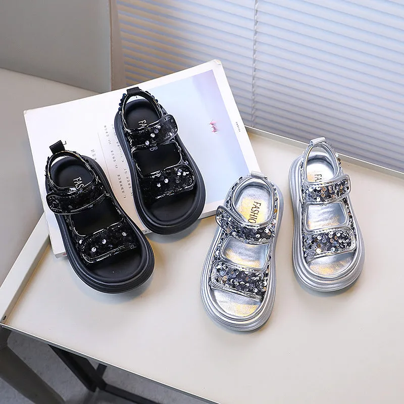 SEQUIN DETAILED SANDAL - SILVER