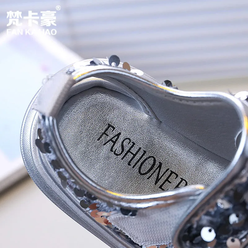 SEQUIN DETAILED SANDAL - SILVER