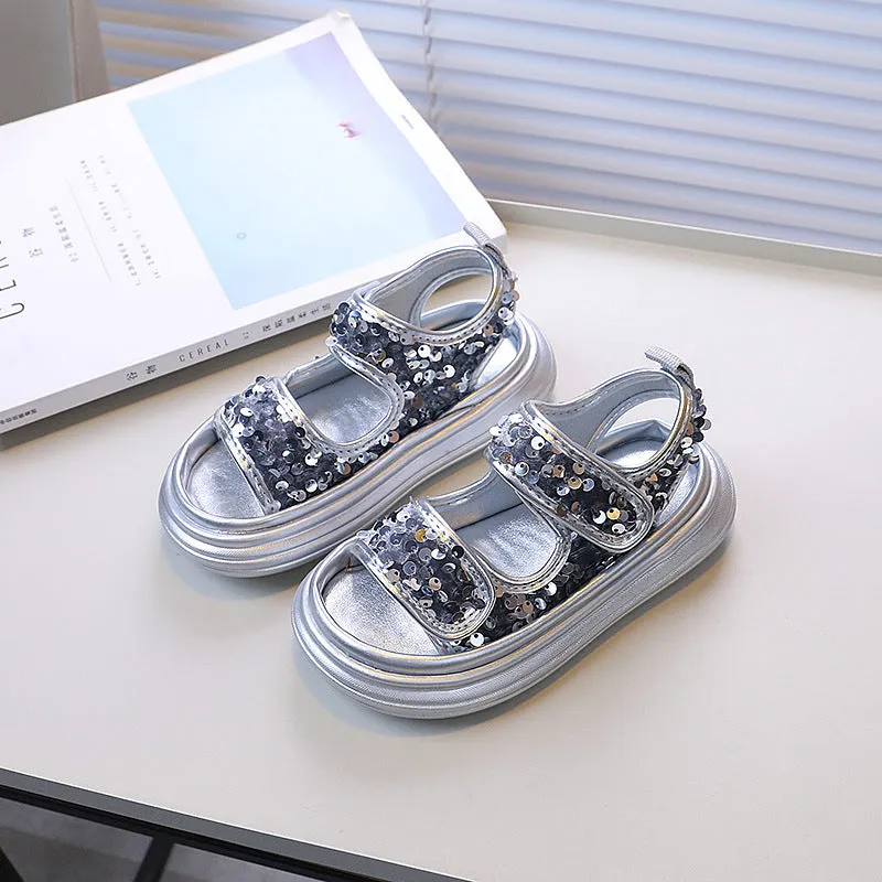 SEQUIN DETAILED SANDAL - SILVER