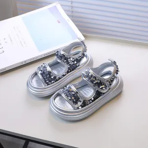 SEQUIN DETAILED SANDAL - SILVER