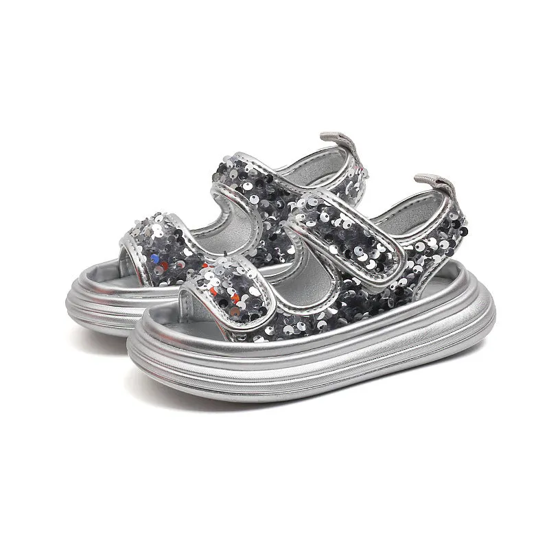 SEQUIN DETAILED SANDAL - SILVER