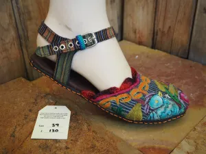 Size 39 Ballerina Sandals - Blue and Pink Love Birds