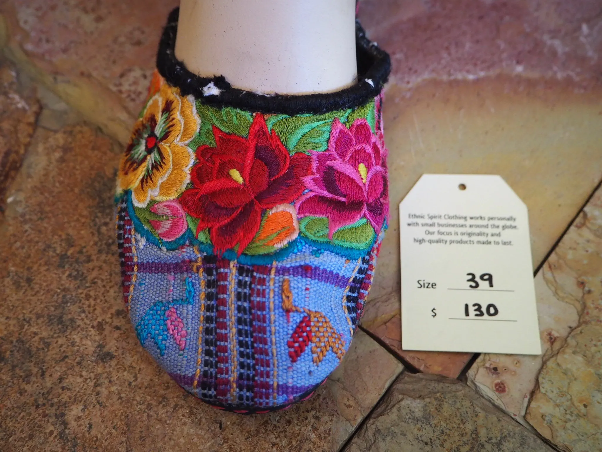 Size 39 Ballerina Sandals - Flowers on Blue