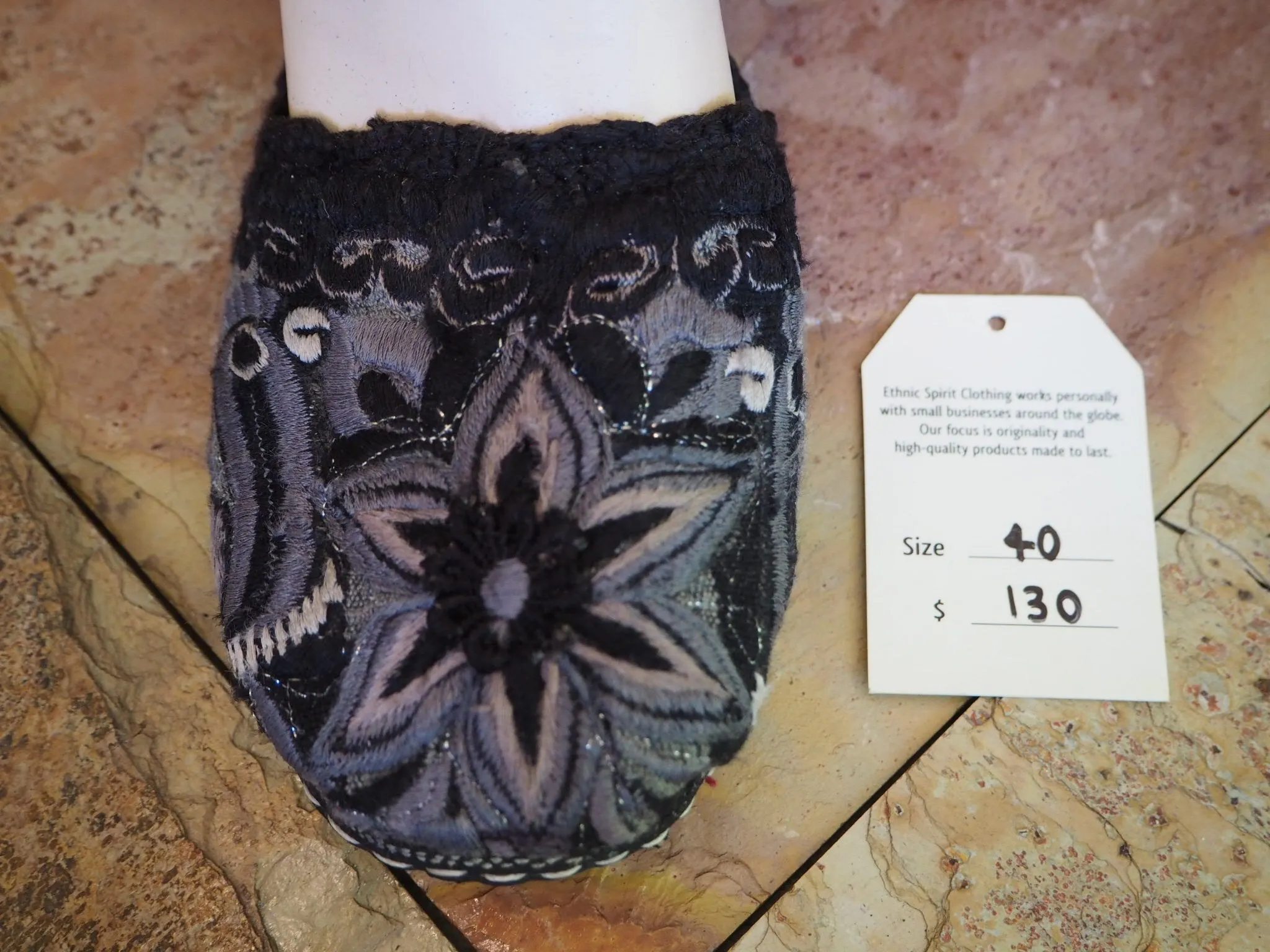 Size 40 Ballerina Sandals - Black Star Flower