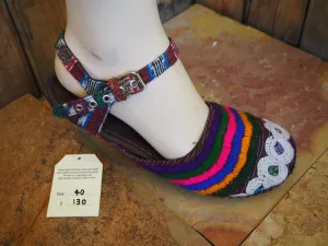 Size 40 Ballerina Sandals - Pink, Blue and Yellow Stripe