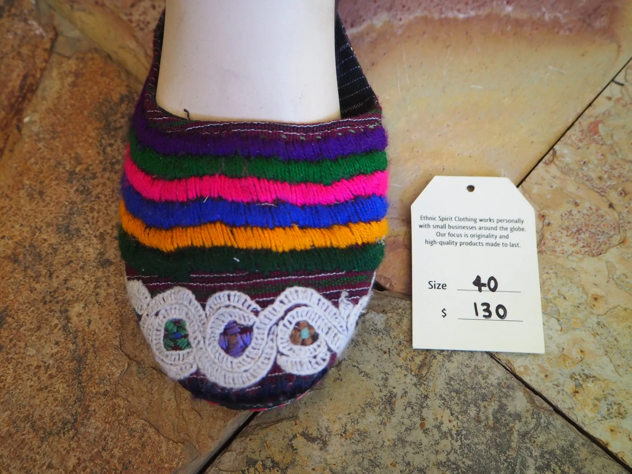Size 40 Ballerina Sandals - Pink, Blue and Yellow Stripe