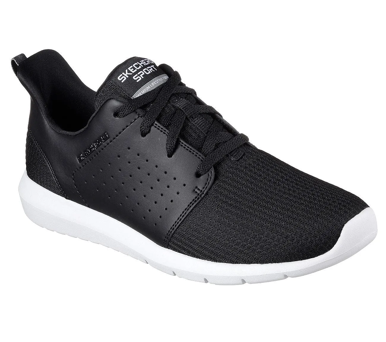 SKECHERS Men's Foreflex lace up athletic walking and training sneaker in Black/White