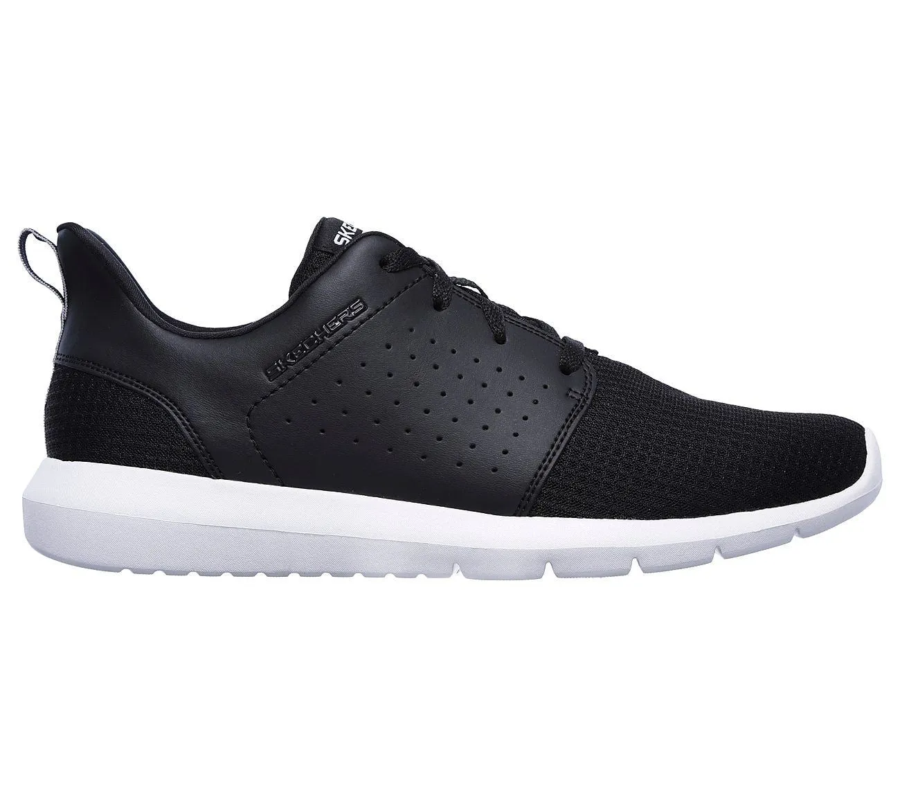 SKECHERS Men's Foreflex lace up athletic walking and training sneaker in Black/White