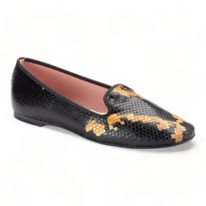 Smoks - Black Croc Leather Smoking Loafer for Teen/Women by Pretty Ballerinas