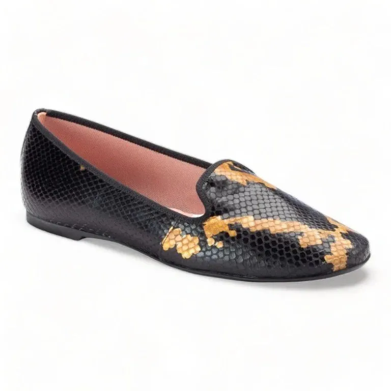 Smoks - Black Croc Leather Smoking Loafer for Teen/Women by Pretty Ballerinas