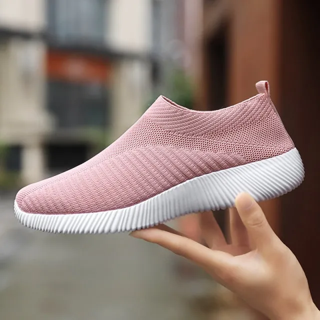 Sneakers Women Walking Shoes Woman Lightweight Loafers Tennis Casual Ladies Fashion Slip on Sock Vulcanized Shoes Plus