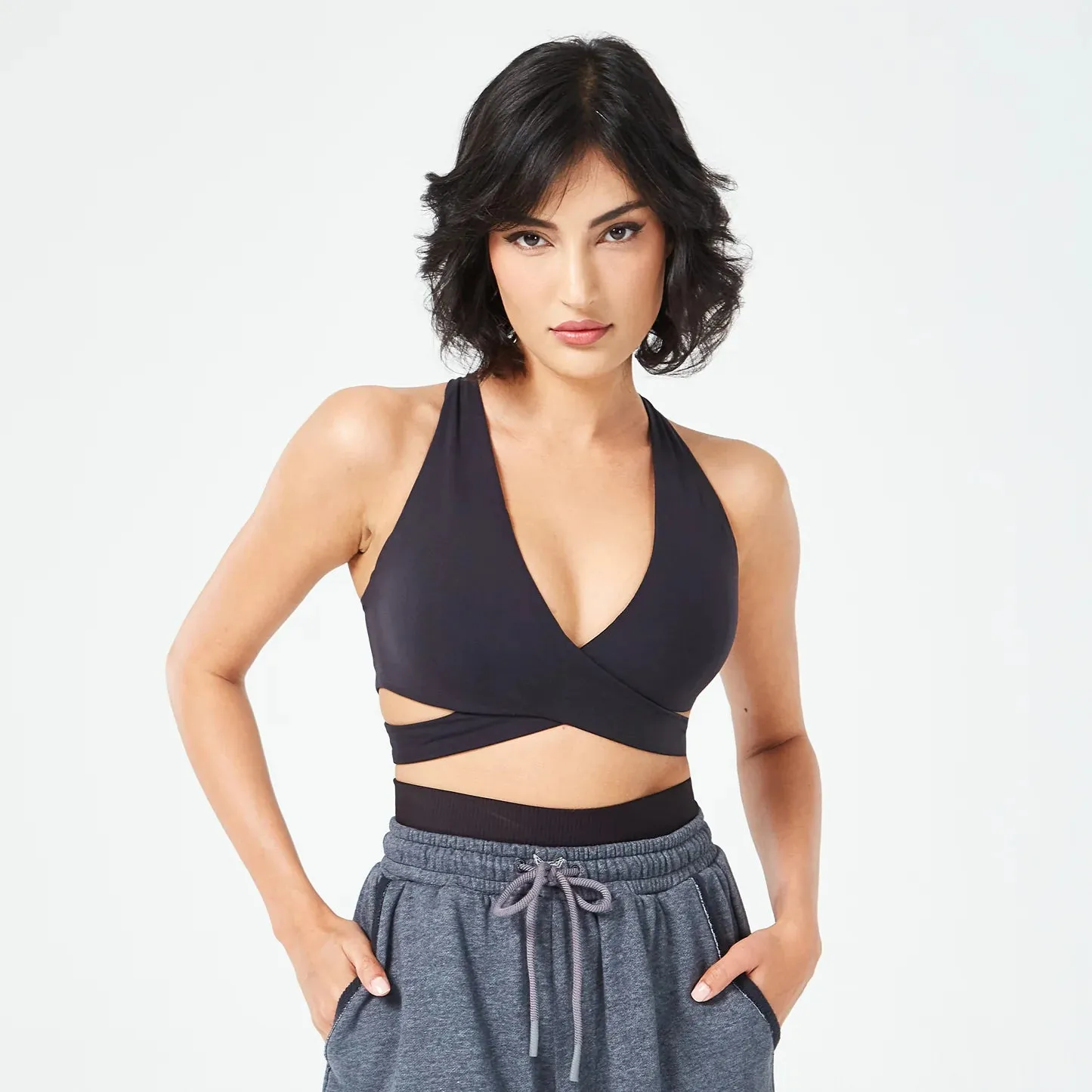 SQUATWOLF RETROGRADE CRISS CROSS BRA TOP