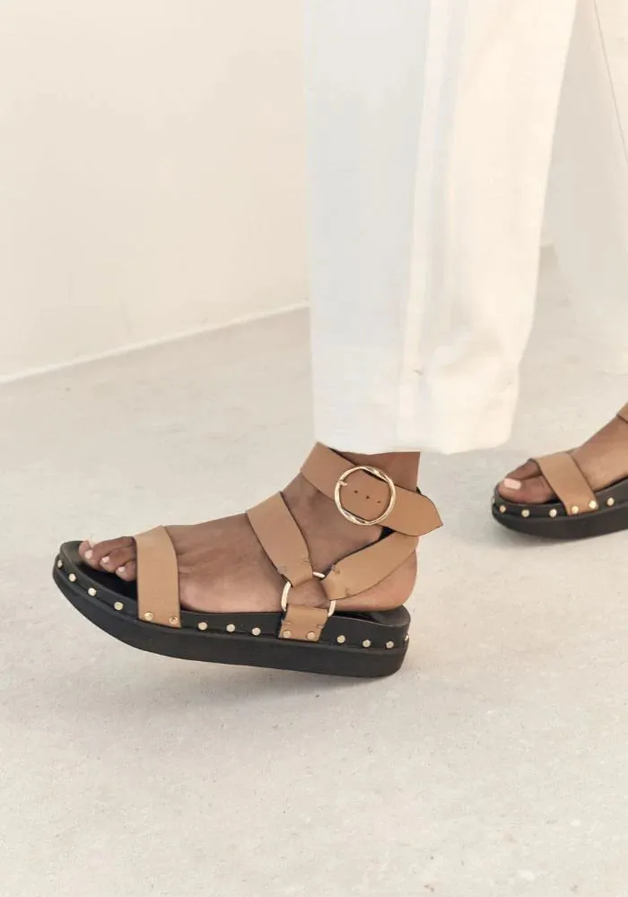 Studded Sandal - Light Tan