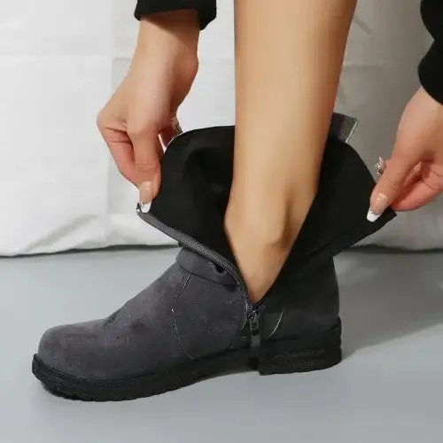 Suede Zip Boots