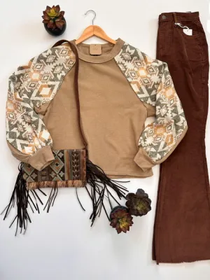 The Dillenger Aztec Waffle Knit Top