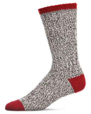 Tipped Ribbed Textured Cotton Blend Men’s Boot Crew