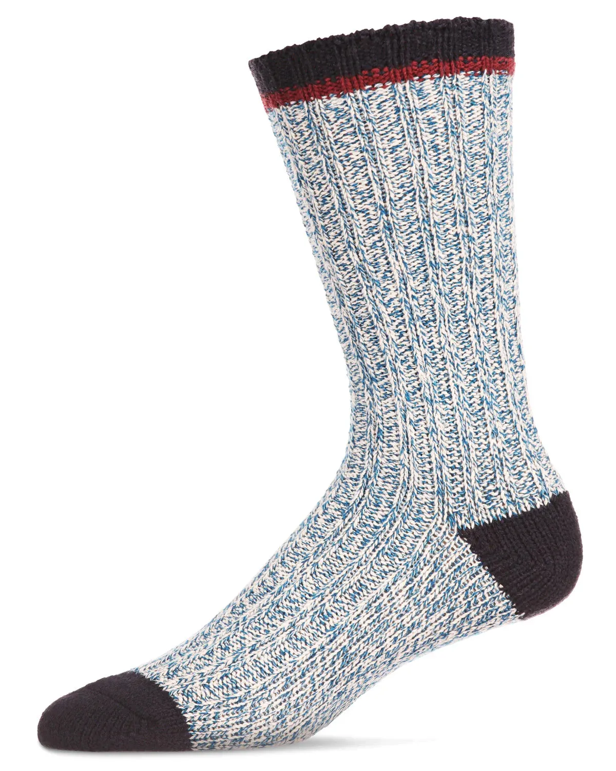 Tipped Ribbed Textured Cotton Blend Men’s Boot Crew