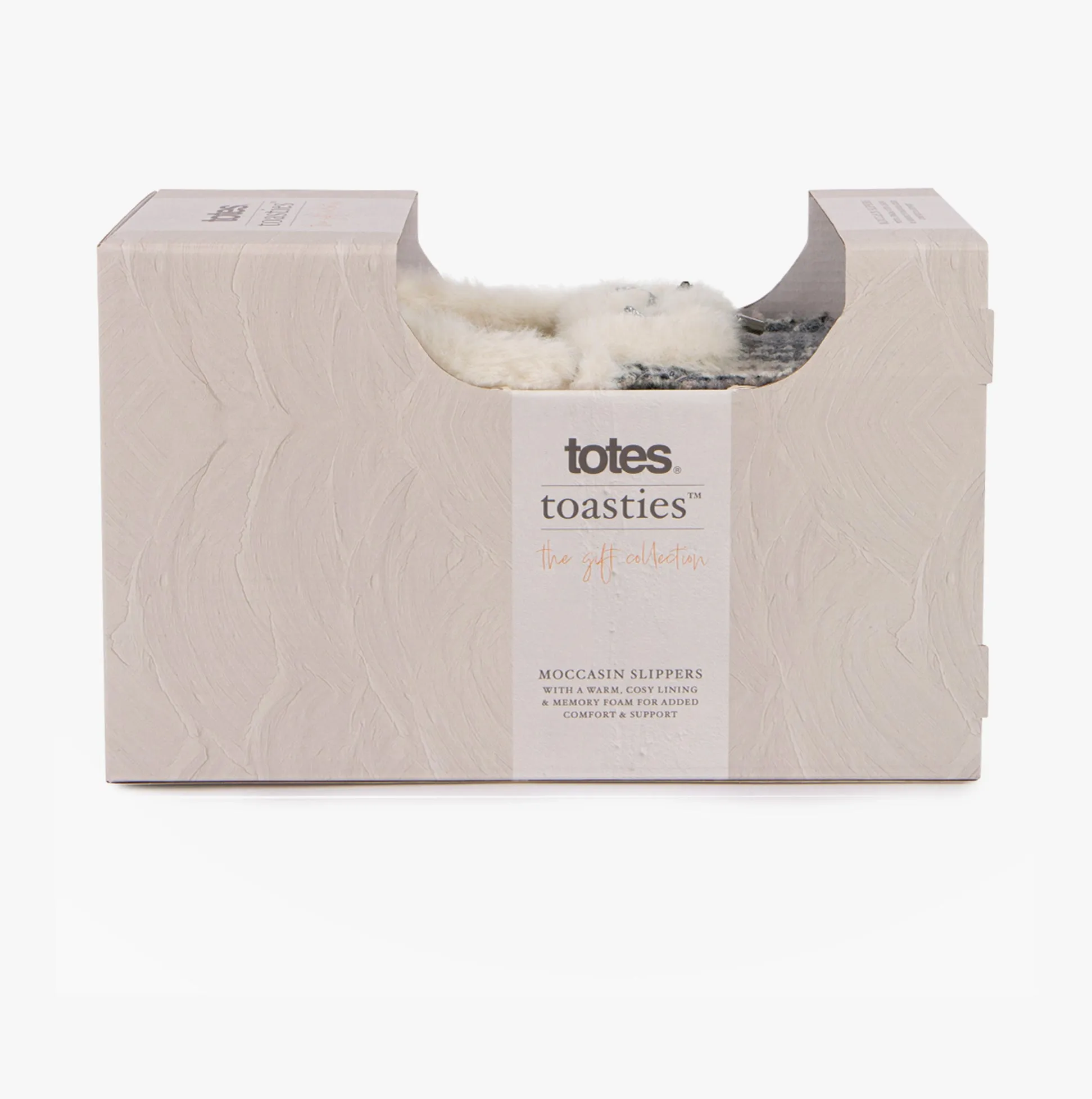 Totes Toasties BRUSHED CHECK Womens Moccasin Slippers Grey